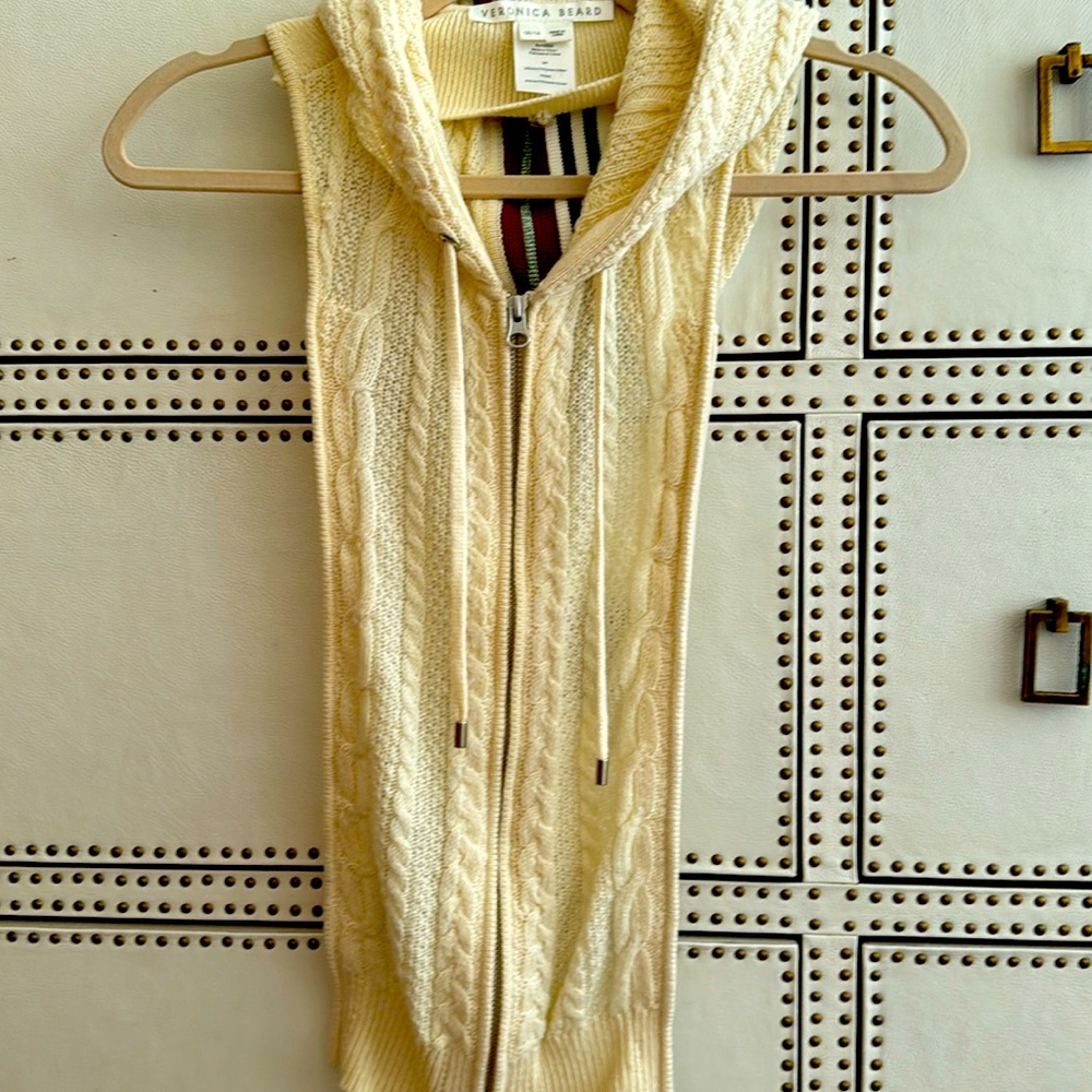 New Veronica Beard dickey sweater cream cotton cable stripe!